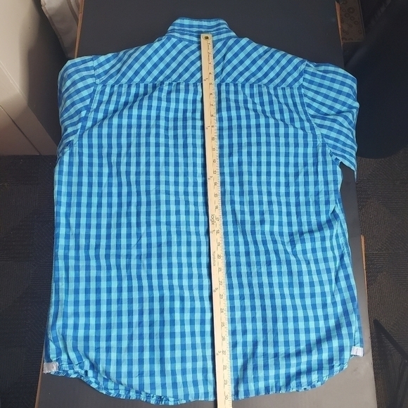 PD&C Classic Plaid Button Down Shirt Men’s XL Blue - Picture 11 of 12